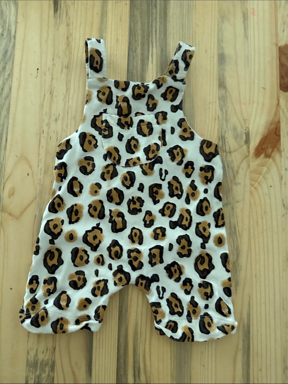 Leopard Print Cream and Brown Kids Overalls